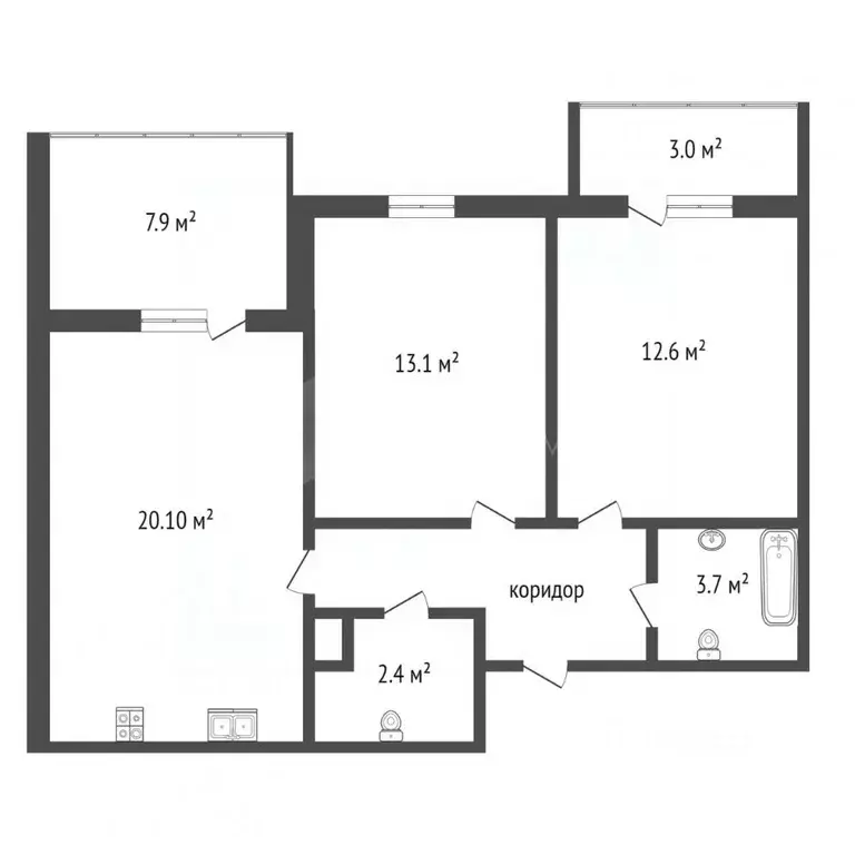 2-к кв. Тюменская область, Тюмень ул. Андрея Бушуева, 2 (63.0 м) - Фото 1