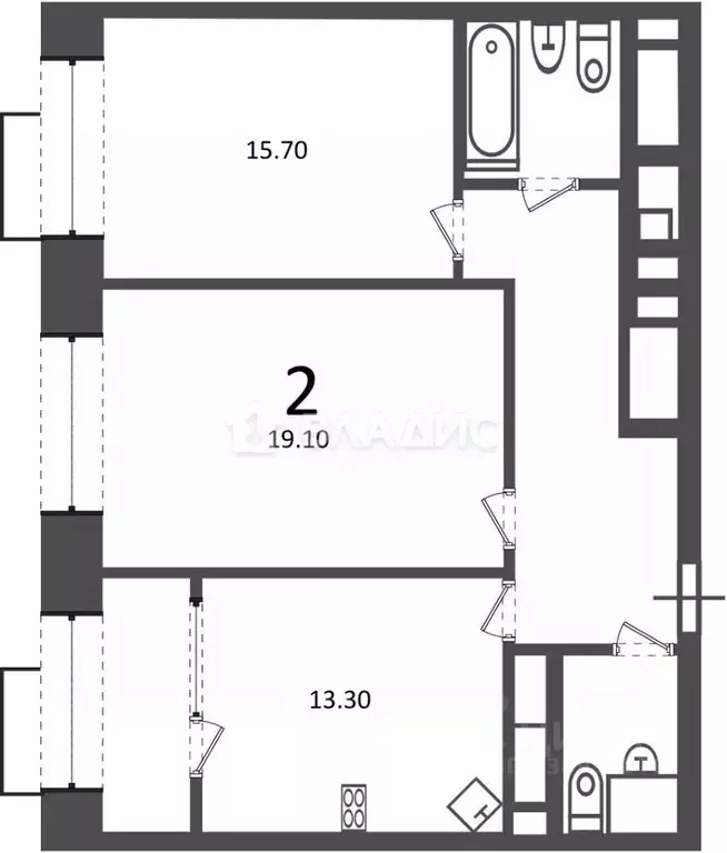 2-к кв. Москва Клинская ул., 2А (67.6 м) - Фото 2