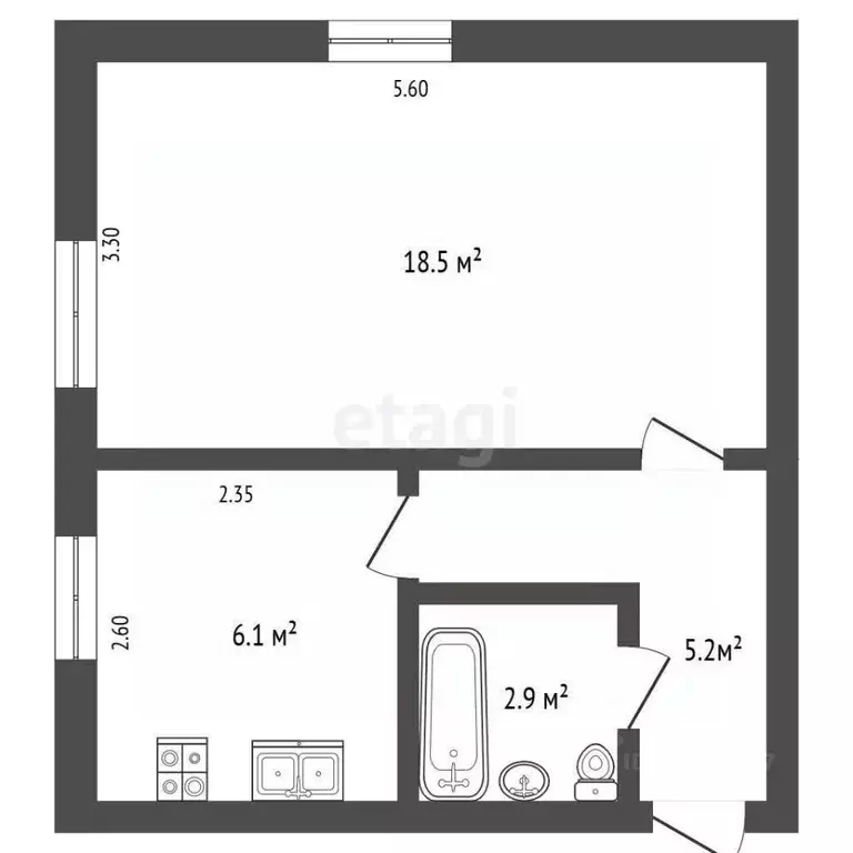 1-к кв. Севастополь ул. Кожанова, 1 (33.0 м) - Фото 1