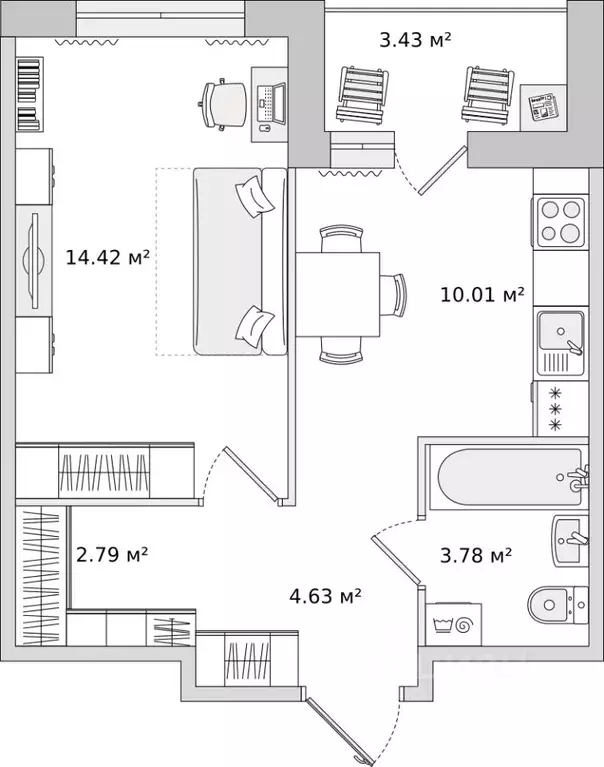 1-к кв. Санкт-Петербург ул. Плесецкая, 24 (39.13 м) - Фото 0