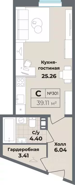 Студия Санкт-Петербург Лиговский просп., 127 (39.11 м) - Фото 0