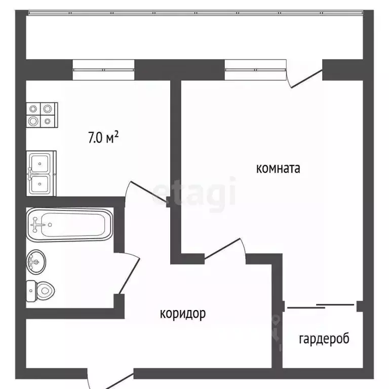 1-к кв. Хабаровский край, Комсомольск-на-Амуре просп. Мира, 39/2 (34.0 ... - Фото 2