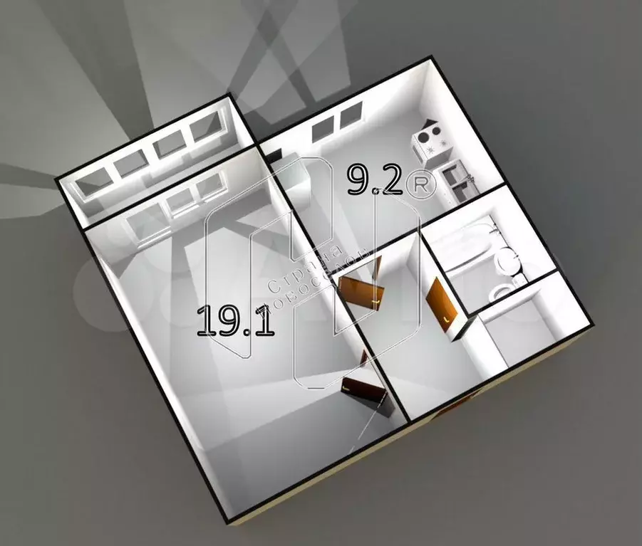 1-к. квартира, 39,1 м, 1/10 эт. - Фото 1