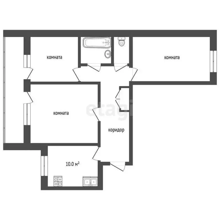 3-комнатная квартира: Тюмень, улица Червишевский Тракт, 31 (59.3 м) - Фото 0