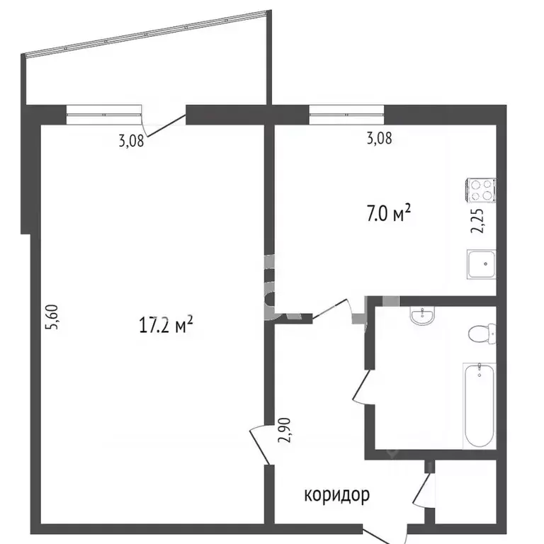 1-к кв. Тюменская область, Тюмень ул. 50 лет Октября, 54 (33.8 м) - Фото 1