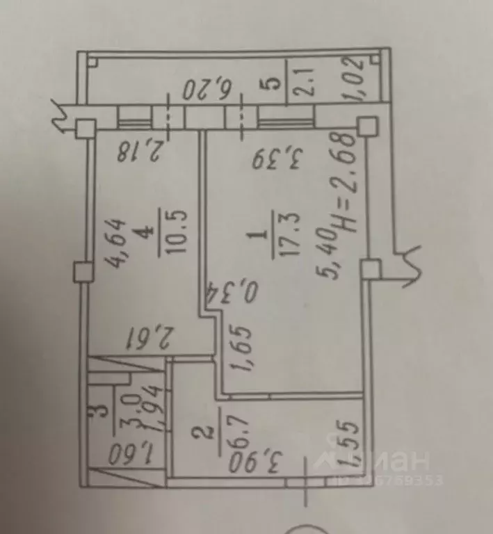 1-к кв. Омская область, Омск ул. Богдана Хмельницкого, 38/2 (38.0 м) - Фото 1
