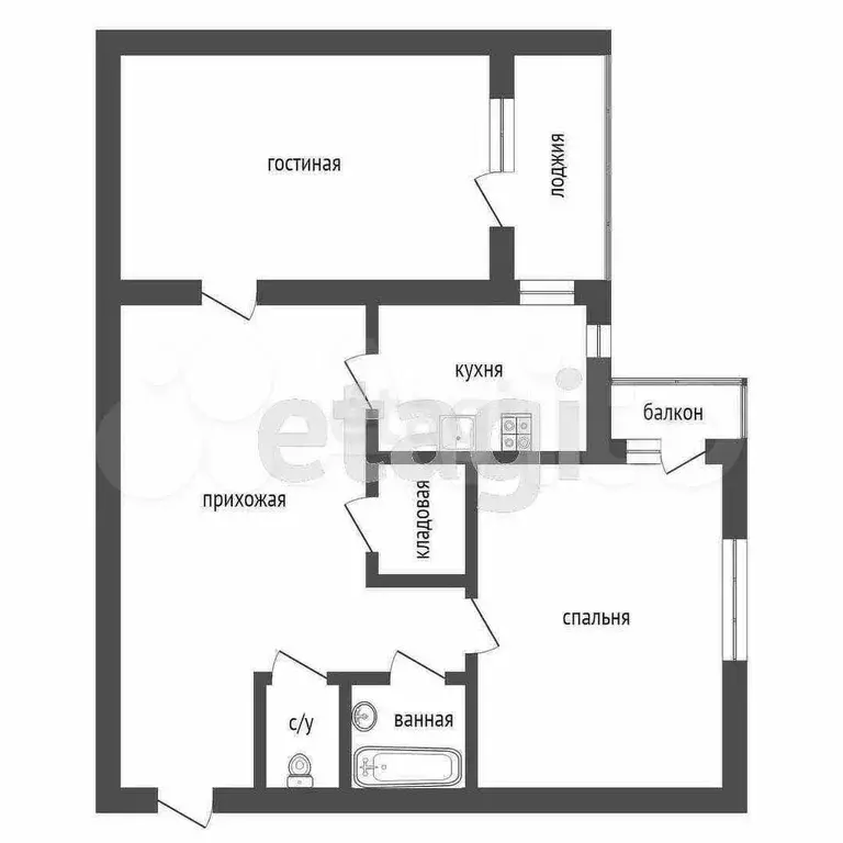 2-к. квартира, 55 м, 4/12 эт. - Фото 0