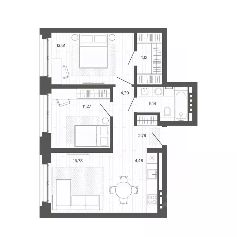 3-к кв. Алтайский край, Барнаул Жилплощадка мкр,  (61.47 м) - Фото 1