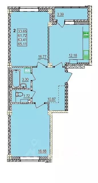 2-к кв. Смоленская область, Смоленск ул. Крупской (63.41 м) - Фото 0