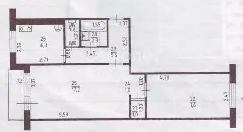 2-к кв. Липецкая область, Липецк ул. М.И. Неделина, 26 (46.9 м) - Фото 2