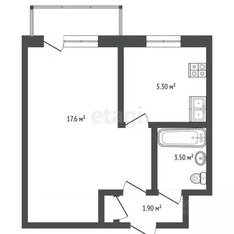 1-к кв. Севастополь ул. Академика Крылова, 7 (35.0 м) - Фото 2