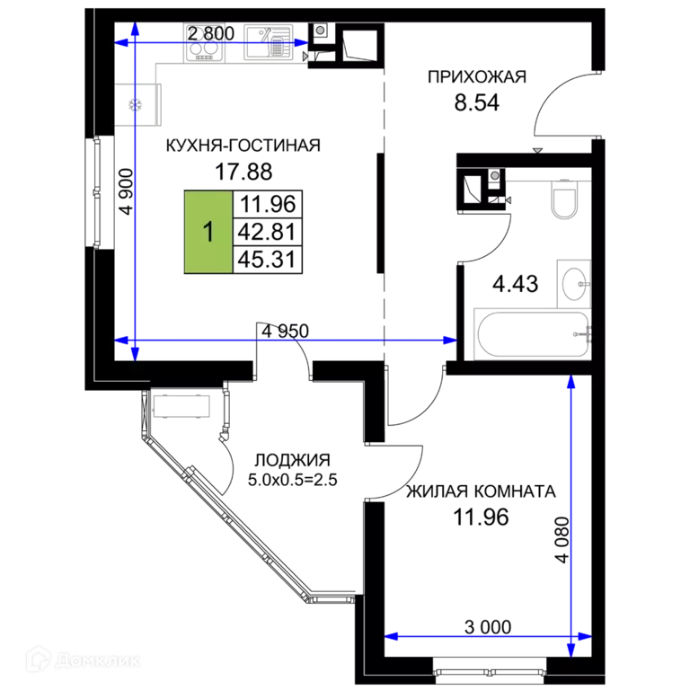 Продаётся 1-к квартира, 45.31 м - Фото 0
