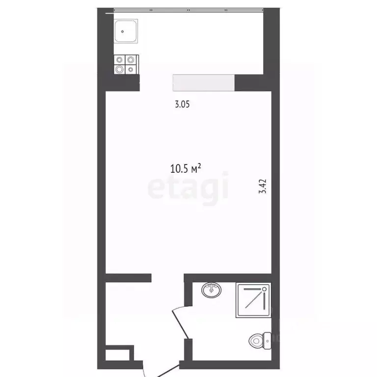Студия Тюменская область, Тюмень ул. Станционная, 14А (15.0 м) - Фото 2