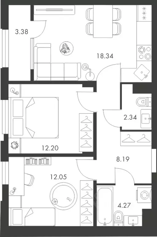 2-к кв. Тульская область, Тула ул. Карпова, 103А (60.77 м) - Фото 0
