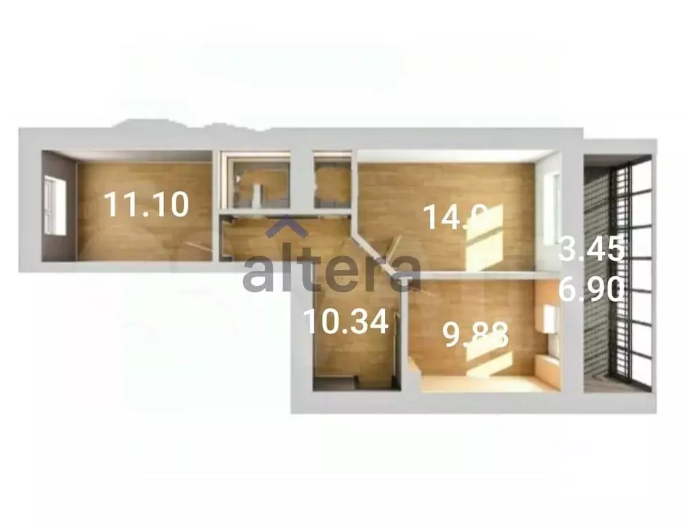 2-к кв. Татарстан, Казань проезд Яраткан, 4Б (52.46 м) - Фото 1