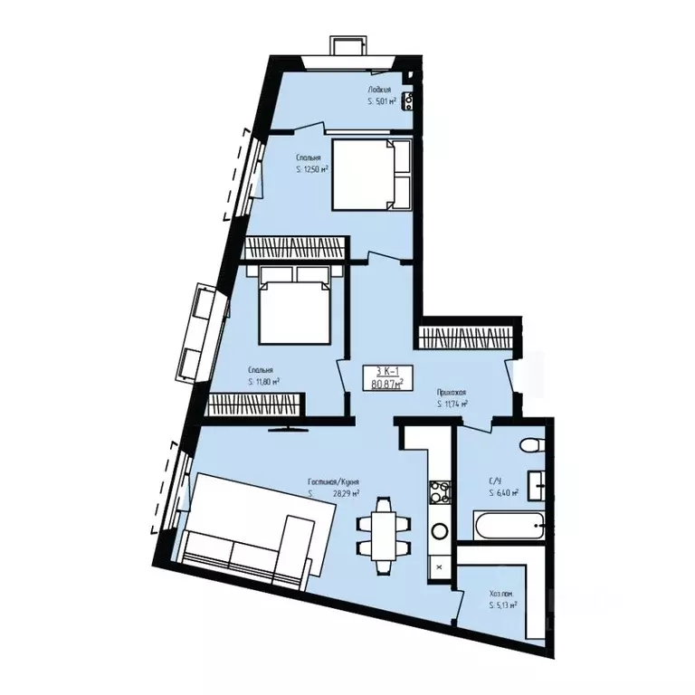 3-к кв. Дагестан, Дербент Камеллия жилой комплекс (80.87 м) - Фото 1