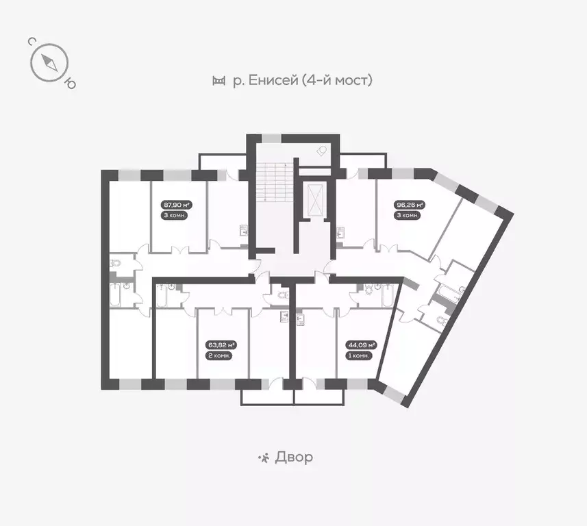 3-к кв. Красноярский край, Красноярск ул. Академгородок, 80 (88.3 м) - Фото 1
