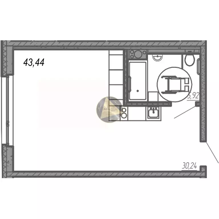 Продаётся квартира-студия, 43.44 м - Фото 1