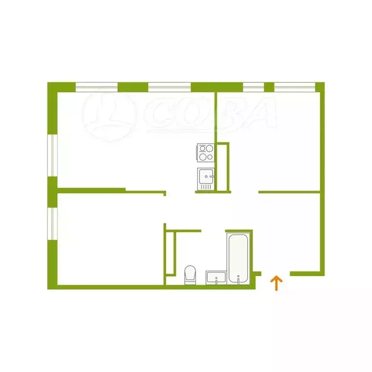 2-комнатная квартира: Тюмень, Харьковская улица, 74 (50.3 м) - Фото 2