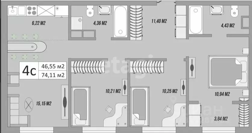 3-к кв. Оренбургская область, Оренбург ул. Яицкая, 11 (74.11 м) - Фото 0