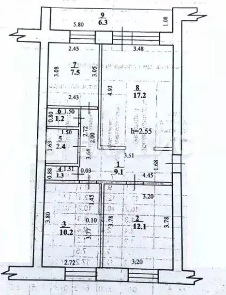 3-к кв. Башкортостан, Стерлитамак ул. Тукаева, 5В (61.0 м) - Фото 2