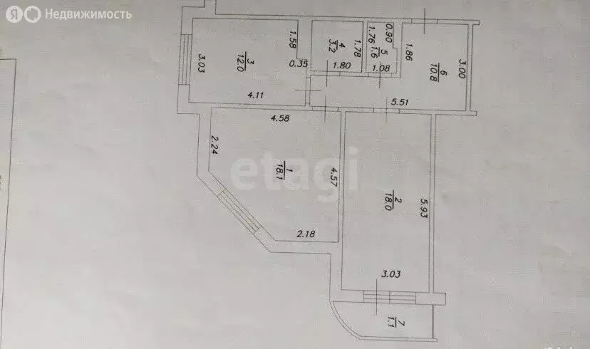 2-комнатная квартира: Казань, улица Академика Глушко, 39 (65 м) - Фото 1