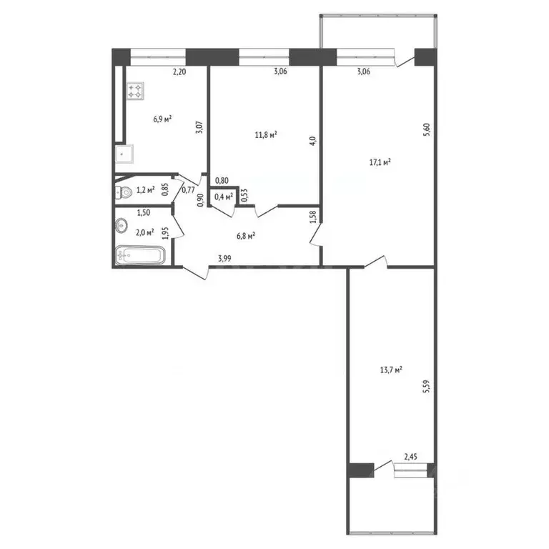 3-к кв. Башкортостан, Уфа Баязита Бикбая ул., 22 (60.5 м) - Фото 1