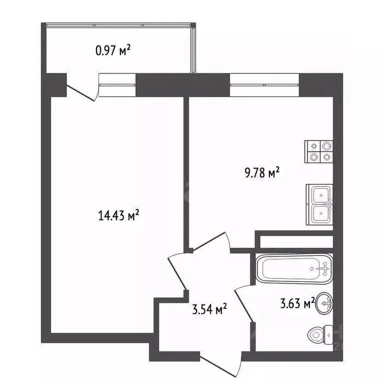 1-к кв. Ярославская область, Ярославль Тутаевское ш., 107 (32.36 м) - Фото 2