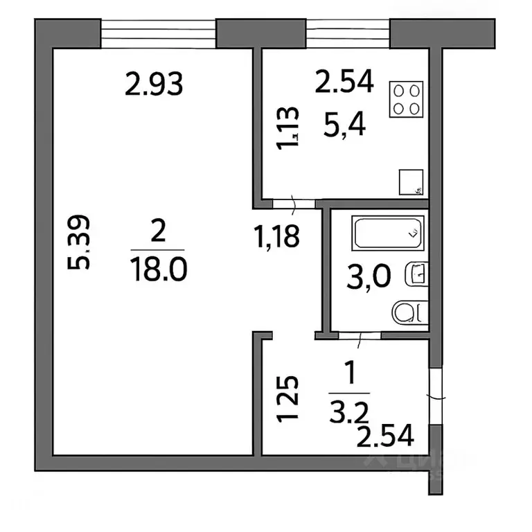 1-к кв. Башкортостан, Уфа ул. Султанова, 31 (29.6 м) - Фото 2
