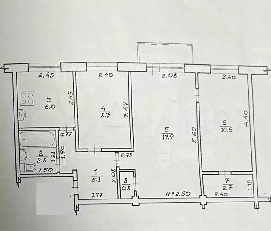 3-к. квартира, 54 м, 4/5 эт. - Фото 0