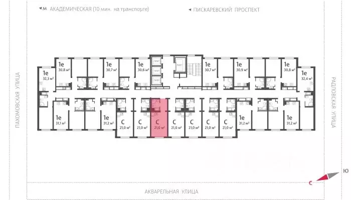 Студия Санкт-Петербург ул. Пахомовская, 12к2 (20.8 м) - Фото 0