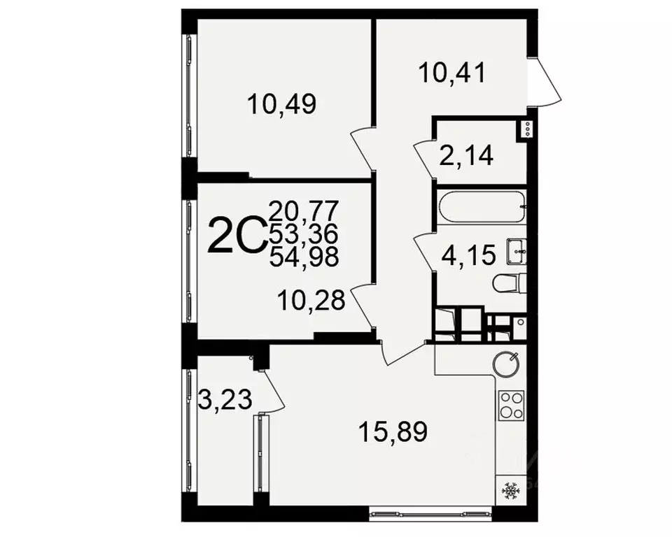 2-к кв. Тульская область, Тула  (54.98 м) - Фото 0