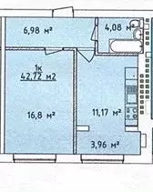 1-к. квартира, 43 м, 4/4 эт. - Фото 0