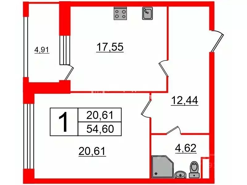 1-к кв. Санкт-Петербург Московский просп., 71к3 (54.6 м) - Фото 1