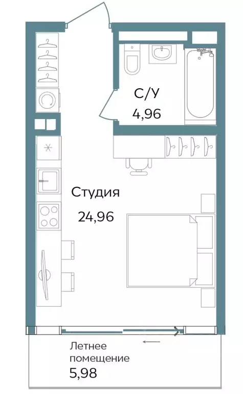 Студия Крым, Саки ул. Морская (35.9 м) - Фото 0