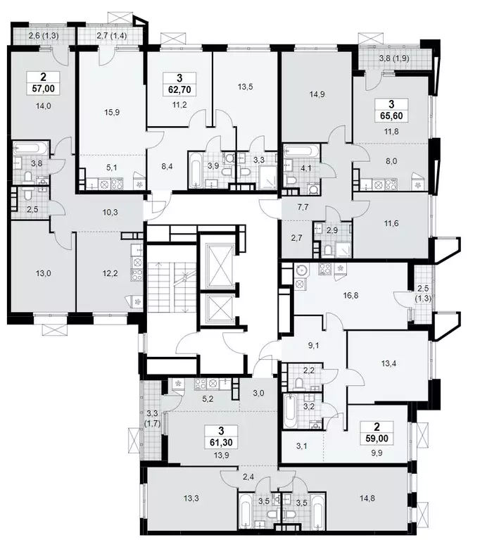 3-к кв. Москва Прокшино жилой комплекс, 7.1.1 (65.6 м) - Фото 1