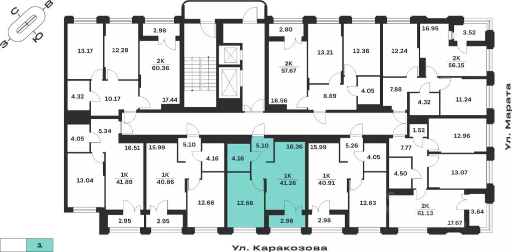 1-к кв. Тульская область, Тула ул. Каракозова (41.26 м) - Фото 1