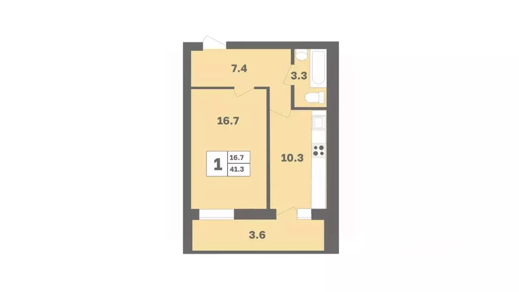 1-к кв. Башкортостан, Уфа Дагестанская ул., лит12 (41.3 м) - Фото 1