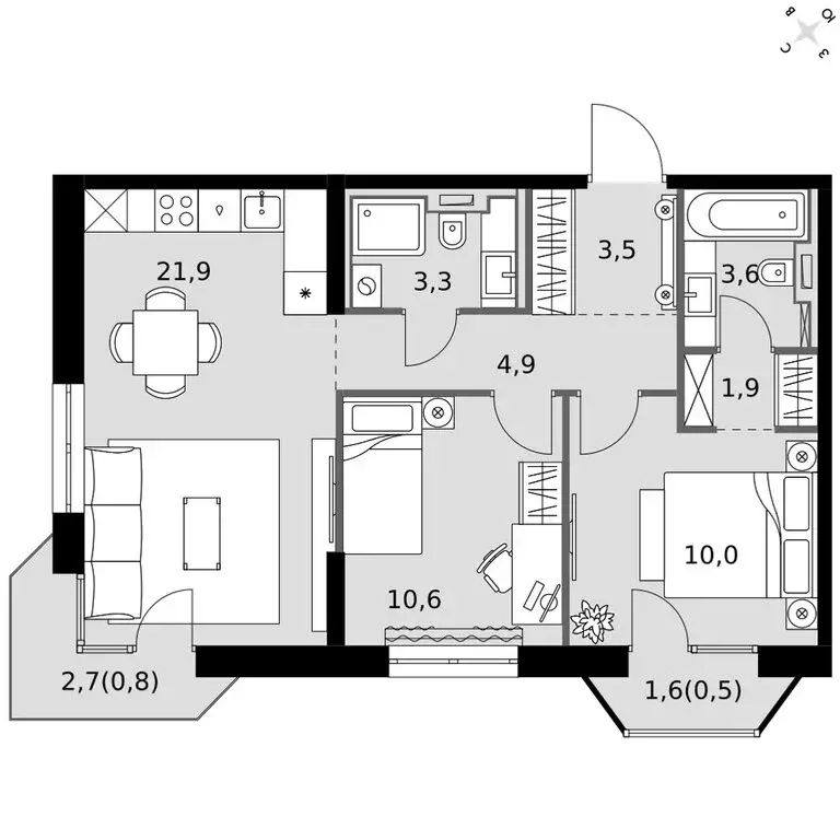 2-комнатная квартира: Казань, Даурская улица, 2А (62 м) - Фото 2