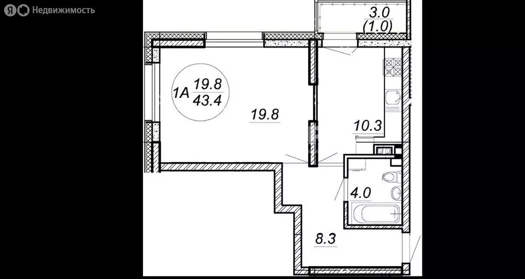 1-комнатная квартира: Казань, улица Аделя Кутуя, 83А (46 м) - Фото 1