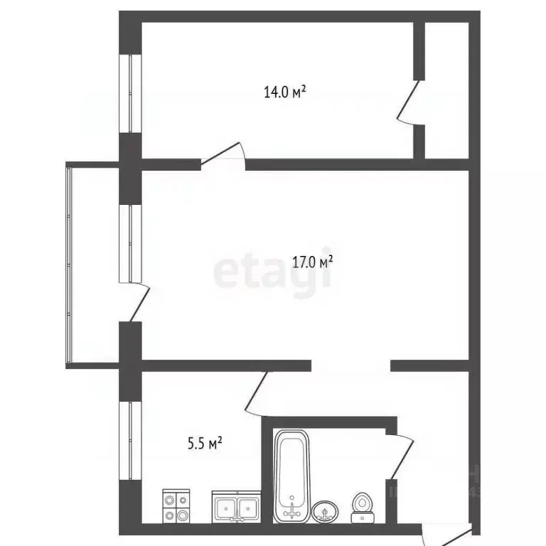 2-к кв. Псковская область, Псков Народная ул., 43 (44.2 м) - Фото 2