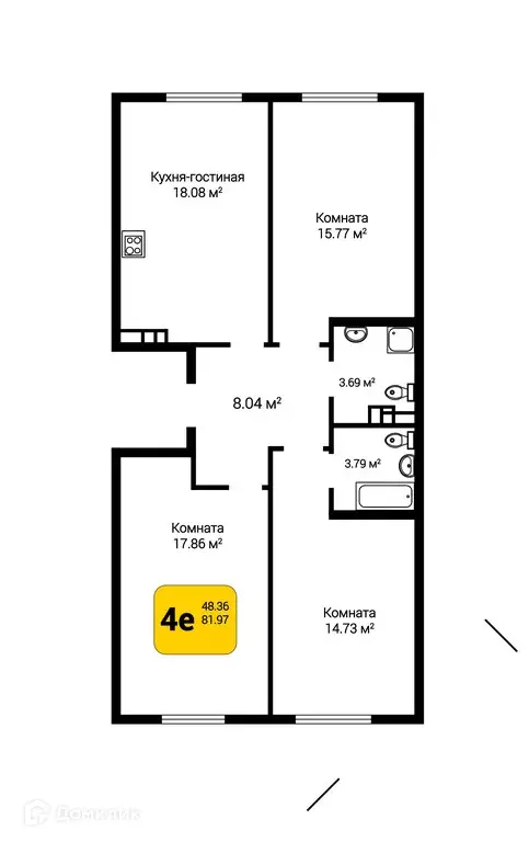 Продаётся 4-к квартира, 81.97 м - Фото 0