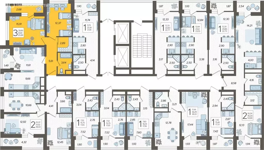 3-комнатная квартира: Сочи, микрорайон Бытха, Ясногорская улица, ... - Фото 2
