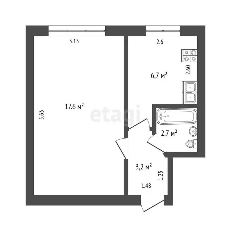 1-комнатная квартира: Новофёдоровка, улица Героев, 6 (30.2 м) - Фото 1