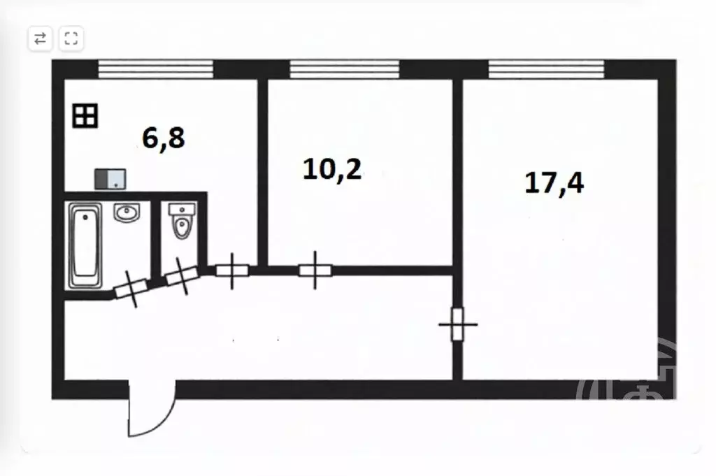 2-комнатная квартира: Санкт-Петербург, проспект Солидарности, 19 (44.3 ... - Фото 2