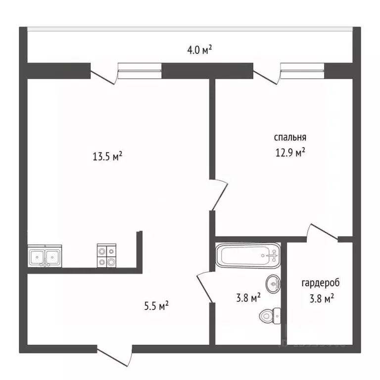 1-к кв. Тюменская область, Тюмень ул. Михаила Сперанского, 43 (39.5 м) - Фото 2