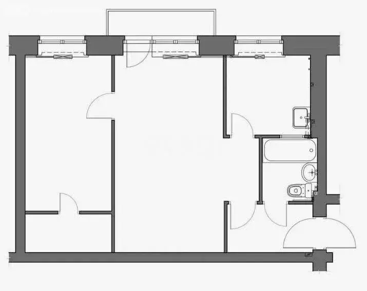 2-комнатная квартира: Бородинский, улица Пушкина, 26 (45 м) - Фото 1