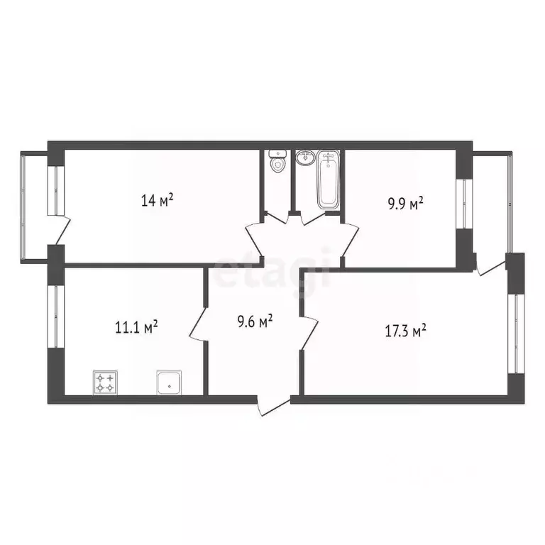 3-к кв. Красноярский край, Красноярск Северный мкр, ул. Мате Залки, 14 ... - Фото 2