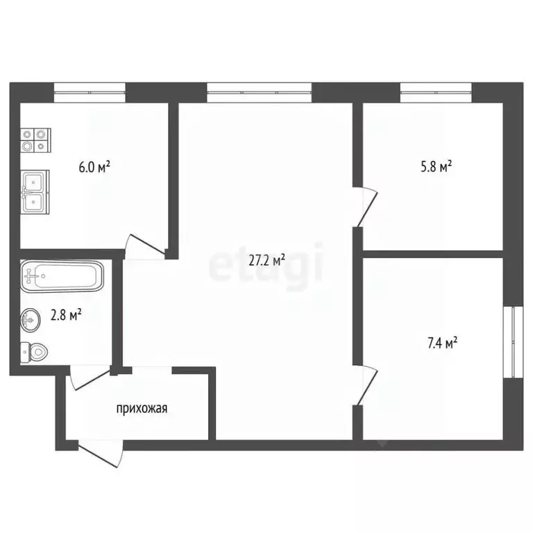 2-к кв. Челябинская область, Миасс ул. Добролюбова, 6 (42.1 м) - Фото 1
