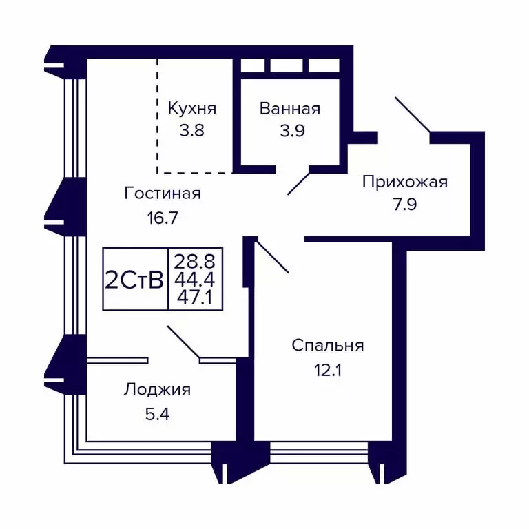 2-комнатная квартира: Новосибирск, Красносельская улица (47.1 м) - Фото 0
